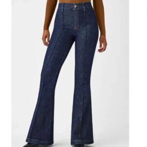 NWT Spanx Pintuck Flare Jeans Raw Indigo Sz XL